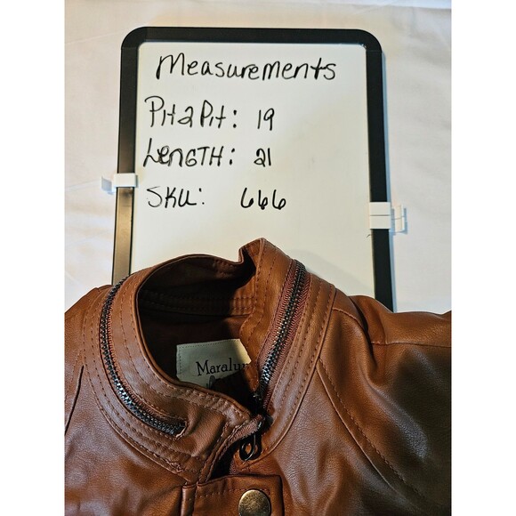 Maralyn & Me Women's Brown Faux Leather Jacket Zip Up with Pockets Size Medium - Picture 10 of 10